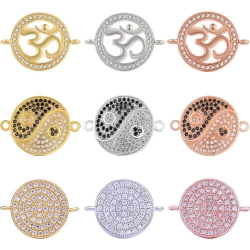Juya DIY Jewelry Making Supplies Hinduism OM Yin yang Taichi Charm Connectors For Women Men Bracelet Earrings Making