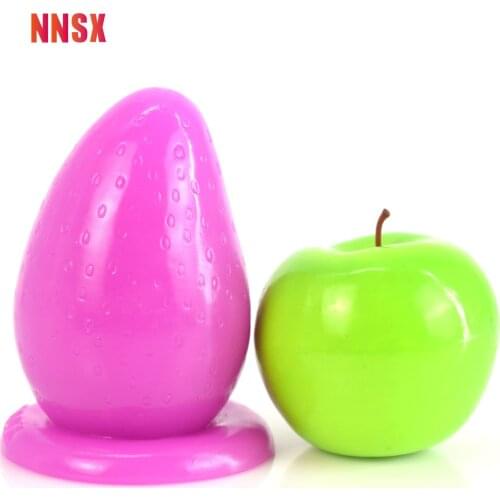 NNSX Strawberry Anal Plug Triangle Shape of Strawberry and Gradually Becomes Larger Suction Cup G-spot Orgasm Sex Toys For Women