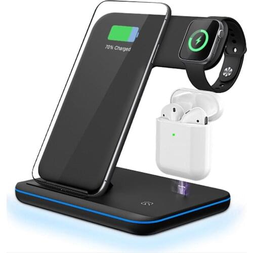 3 in 1 Qi Wireless Charger 15W Fast Charg Dock Stand for iPhone 11 X XS XR For iwatch Airpods Apple Watch 4 3 2 1 Charging Pad