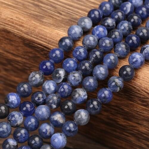 Natural Stone Beads 4 6 8 10 12MM Round Blue Loose Beads Fit DIY Beads Fashion Jewelry Making