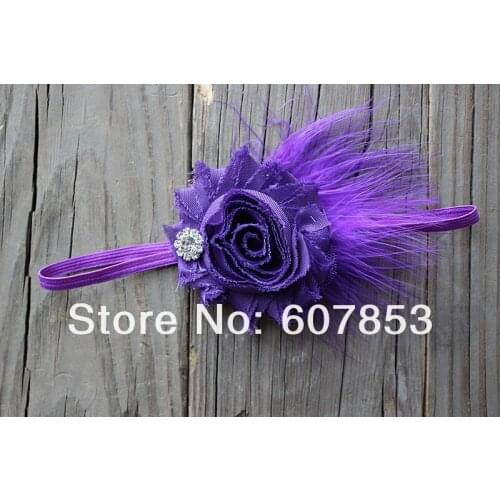 Kids feather headband girl flower headband,shabby flower Headband 30pcs/lot