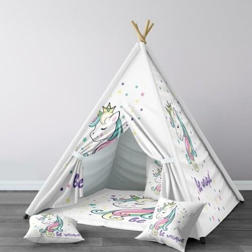 Play Tent for Kids Wigwam Portable Indoor Playground Tents Children Bedrooms Polka Dot Sweet Unicorn Model 103