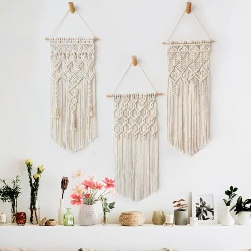 Ins Handwoven Cotton Rope Tassel Tapestry Custom Homestay Wall Decoration Macrame Wall Hanging Boho Decoration Home Decor