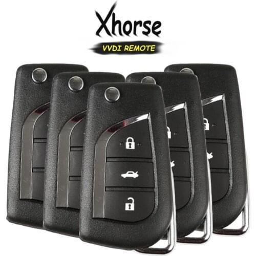 KEYECU 5x (English Version) Xhorse for Toyota Style X008 Series 3 Button Universal Wire Remote Key for VVDI Key Tool