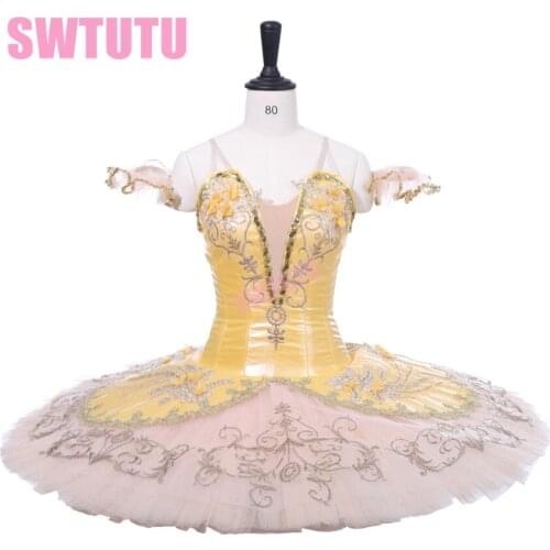 Classical Ballet Stage Costume Tutu Skirt Adult Gold Fairy Professional Ballet Tutus Paquita Raymonda Ballet Tutu Girls BT9233