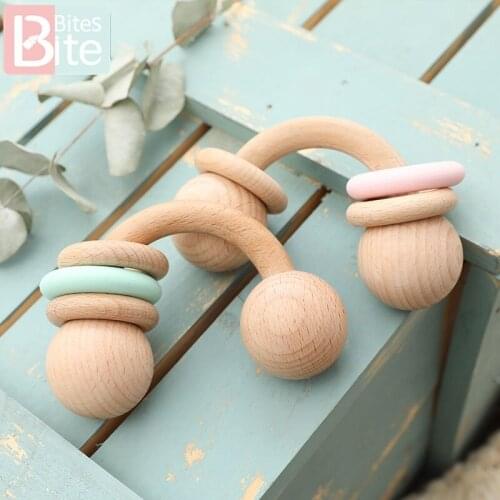 1PC Baby Toys Half Ring Beech Toys Wooden Teether Rings Food Grade Silicone Rings Baby Teething Rodent For Children DIY Products