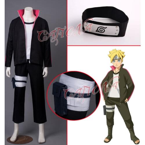 Cafiona New Arrival Naruto Boruto Uzumaki Naruto Cosplay Costume Black Headband Man Outfits Halloween