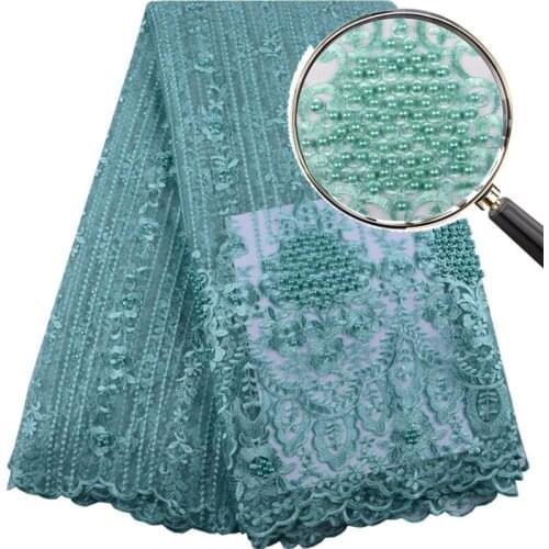French Bead Lace Fabric Onion Color 2019 Latest African Mesh Tulle Lace Fabric 5 Yards Nigerian Guipure Lace Fabric F1399