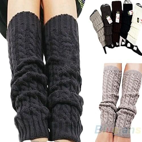 Hot Womens Lady Female Fashion Winter Knit Stripe Crochet Leg Warmers Legging 8MNC