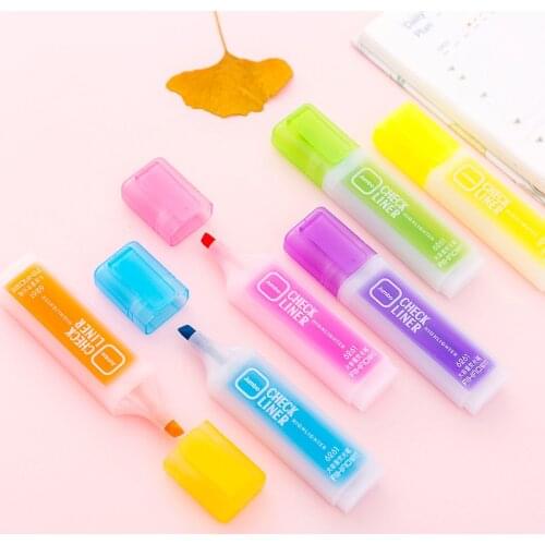 12 Pcs/Lot Candy 6 Colors Highlighter Pen Cute Gifts Student Supplies Stationery Art Supplies Japanese Stationery Wholesale