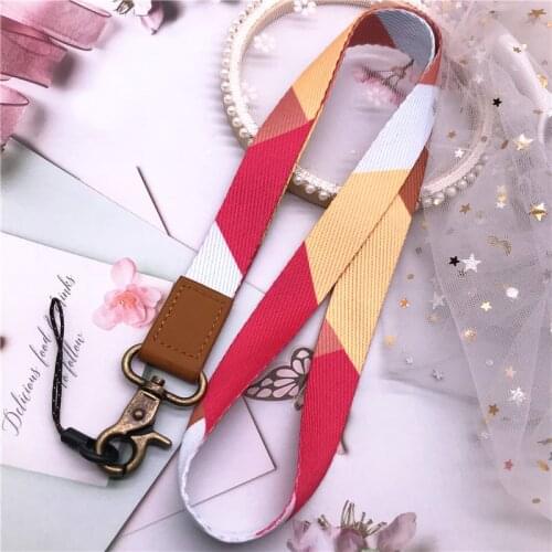 New Keychain Straps Rope Geometric stitching Mobile Phone Neck Strap for ID Card key chain USB badge holder DIY Lanyard Hang Rop