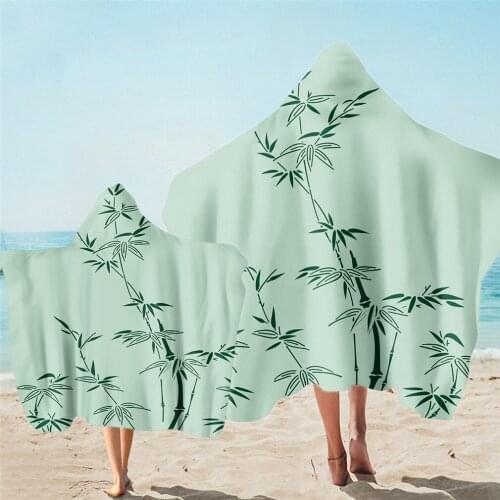Plant Pattern Microfiber Beach PonchoTowel For Adult Child Absorbent Quick Drying Bath Cape Blanket Outdoor Sport Towel Bathrobe