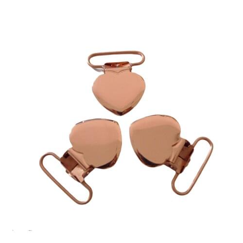 25pcs 1'' 25mm COPPER BRASS HUE ROSE GOLD Heart Shape Suspender Clips