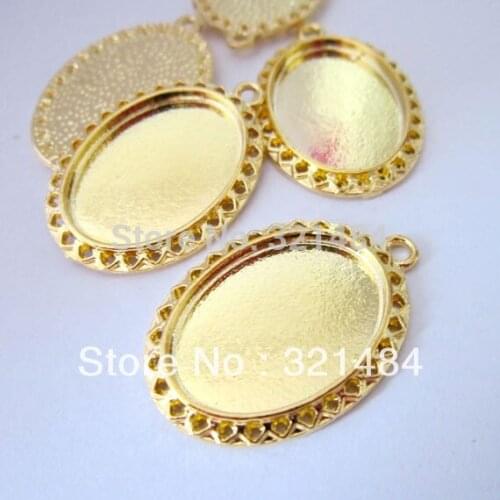 Gold plated 100X Pendant Blank, Pendant Base Style A 18x25mm bezel setting