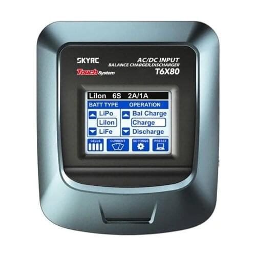 SKYRC T6X80 80W 8A AC/DC LCD Touch Screen Professional Battery Balance Charger Discharger For LiPo/LiFe/Lilon Battery - EU Plug