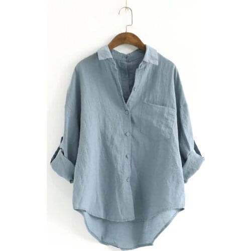 Женские голубые рубашки QPFJQD China At AliExpress