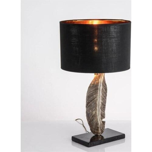 Post-modern Luxurious European Leaf Designer Table Lamp for Foyer Apartment Bed Room Black Reading Lamp H 65cm 2481