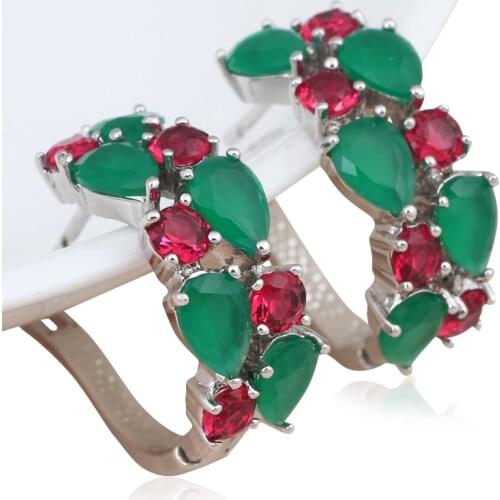 Luxury design Peridot Clip Earrings Silver Stamped Super supplier Green & Rose Crystal Zircon fashion Jewelry JES923A