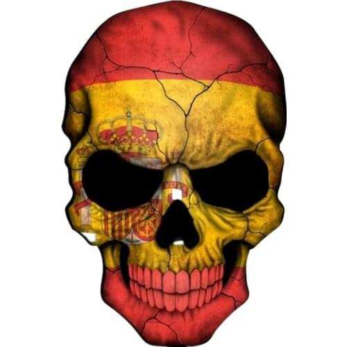 S50275# 13CM/15CM/17CM Personality PVC Decal Skull Flag Spanish Car Sticker on Motorcycle Laptop Decorative Accessories