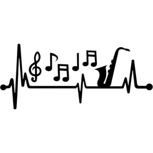 8"*3.5" Sax Saxophone Musical Notes Heartbeat Lifeline Decal Sticker Car Window