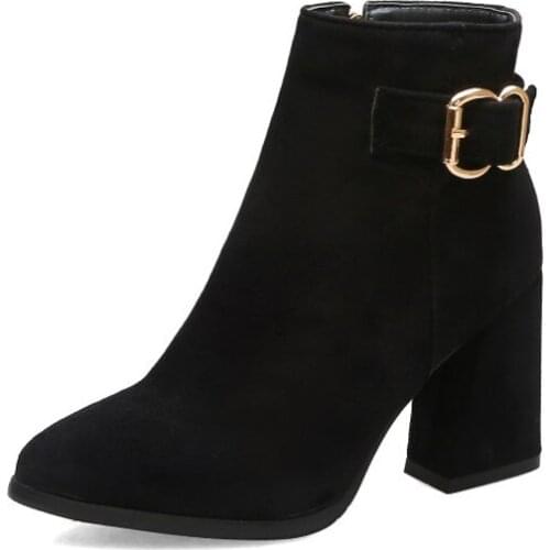 Big Size boots women shoes ankle boots for women ladies boots shoes woman winter Solid color pointed heel