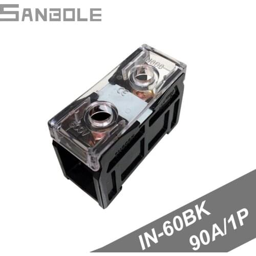 IN-60BK Group Type Connection Terminal block 90A 1P European Terminals Seat with screws plastic cover (10PCS)