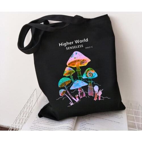 Harajuku Colorful Mushroom Shoulder Bag Canvas Bag Harajuku shopper bag Fashion casual summer shoulder bags