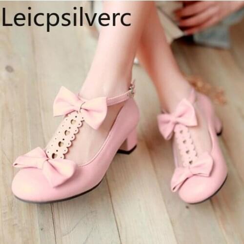 Pumps Spring and autumn new style Single shoes Sexy fashion woman High heels root Buckle Pu Big size 30-50 Womens shoes