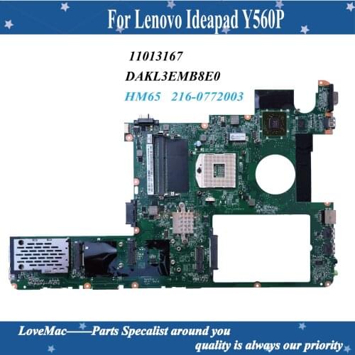 High quality FRU:11013167 Lenovo Ideapad Y560P HM65 Mainboard 11013167 DAKL3EMB8E0 216-0772003 100% tested