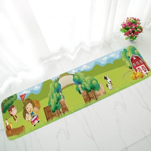 Zeegle Cartoon Long Floor Mat Flannel Home Decoration Non-slip Floor Mat Kids Room Bedside Foot Rug Memory Foam Kitchen Carpet