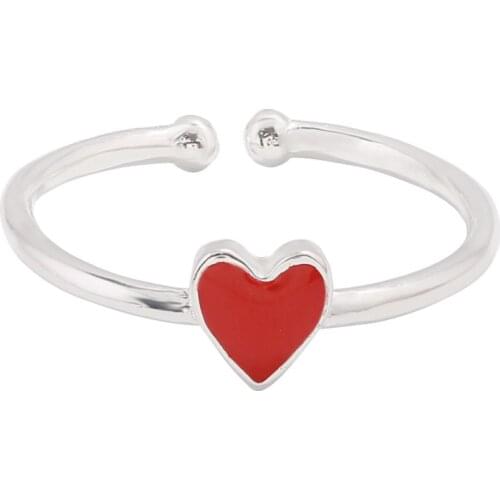 New Arrivals 925 Sterling Silver Red Heart Rings for Women Adjustable Size Ring Fashion sterling-silver-jewelry