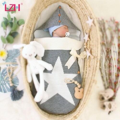 LZH Winter Knitted Sleeping Bag For Baby Warm Anti-kick Blanket Autumn Baby Sleeping Bag Newborn Envelope For Statement Infant