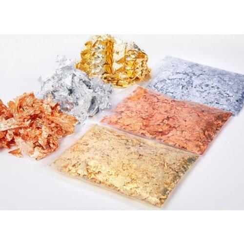 1g Gilding DIY Nail Art Decor Imitation Gold Sliver Copper Foil Sequins Glitters Craft Leaf Flake Sheets Bulk Foil Paper
