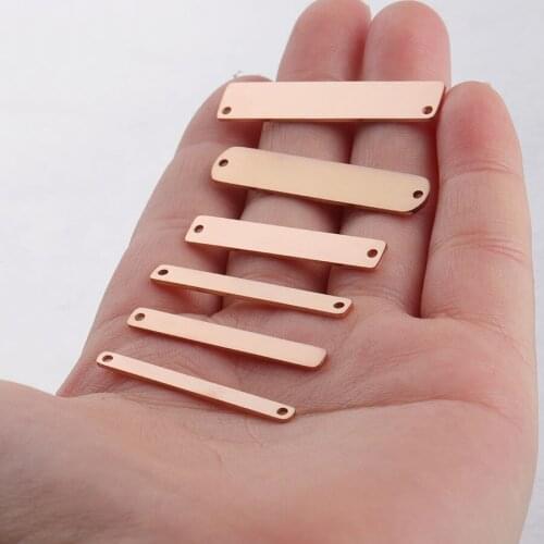 50pc Rose Gold Color Stainless steel Mirror polish Long Blank Bar Connector Charm For Necklace DIY Women Handmade Jewelry