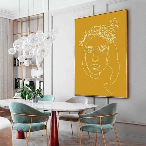 Abstract Lady Line Drawing Picture Nordic Colorful Figure Canvas Painting Wall Art Posters and Print for Living Room Home Decor