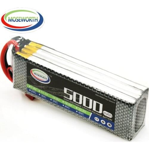MOSEWORTH Batteries 4S 14.8V 5000mAh 25C RC Helicopter LiPo Battery For RC Airplane Drone Car 14.8V Batteries LiPo 4S 5Ah