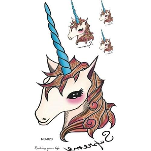 Body Art waterproof temporary tattoos paper for children and women lovely cartoon Unicorn design small tattoo sticker