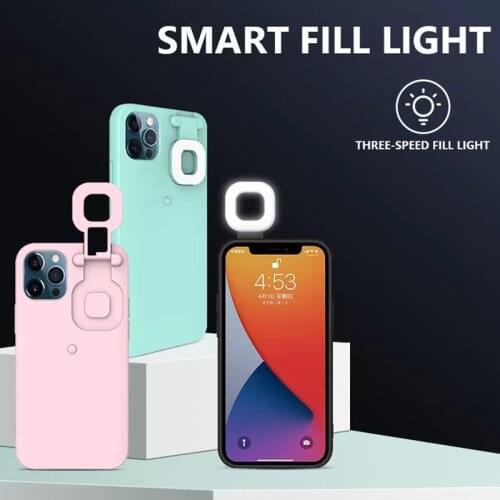 For iPhone 12 11 Pro Max Case Selfie LED Fill Light Make Up Stand Holder Cover Hard Case for Women New Design Hot Dropshipping
