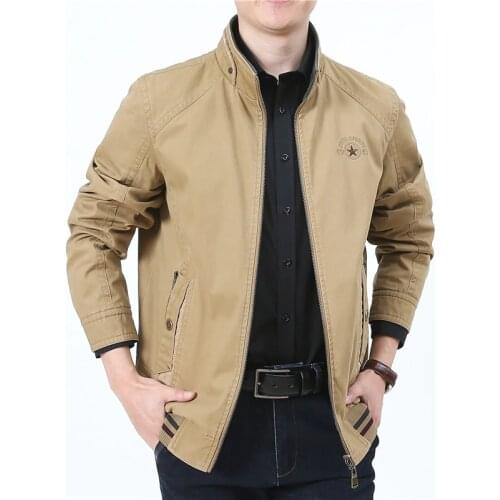 Spring Autumn Jacket Men Double Sides Wear Stand Collar Cotton Coat Men Plus Size M-4XL Solid Color Military Jacket Veste Homme