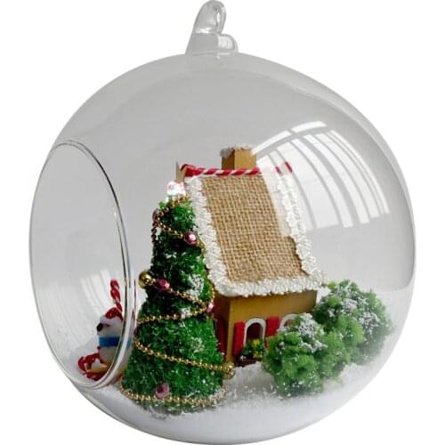 DIY Glass Ball Wooden Dollhouse Handmade Mini Miniature Christmas Tree Snow Man Craft MG007 White Christmas Gift Decoration Doll