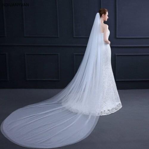 Elegant Wedding Veil 3 Meters Long Soft Bridal Veils With Comb Two-layer Ivory White Color Bride Wedding Accessories