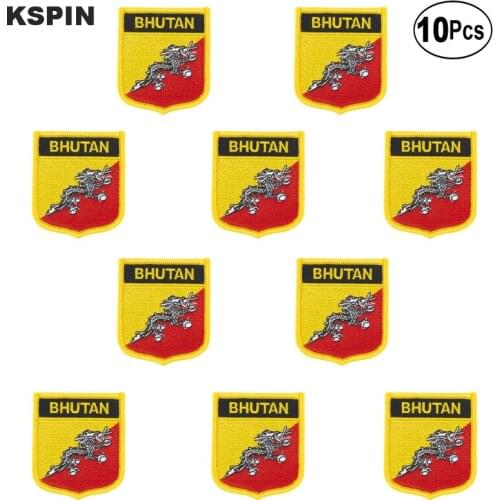 Bhutan Flag Embroidery Patches Iron on Saw on Transfer patches Sewing Applications for Clothes in Home&Garden