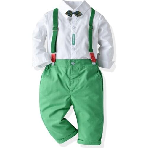 FOCUSNORM Autumn Kids Boys Xmas Clothes Sets 2pcs Gentleman Solid Long Sleeve Shirts Tops Pants