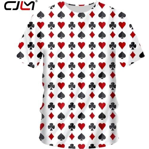 CJLM Poker Print T-shirt Fitness Plus Size Men Tee Tops Playing Card Fashion Harajuku Mens T Shirts Summer Hot Sale Clothing