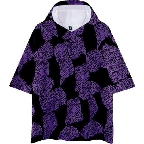 Demon Slayer Hooded T Shirts Men Women Summer Short Sleeve Hooded T-shirt Casual 3D Printed T Shirt