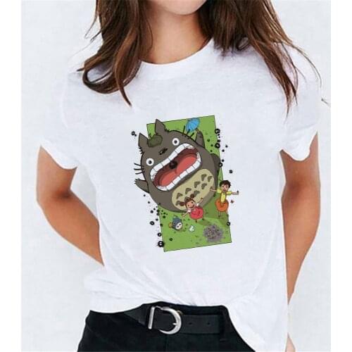 Studio Ghibli Miyazaki Cute Totoro Print T-shirt Women Harajuku Aesthetic Tshirts Cartoon Tops Anime Female Clothes