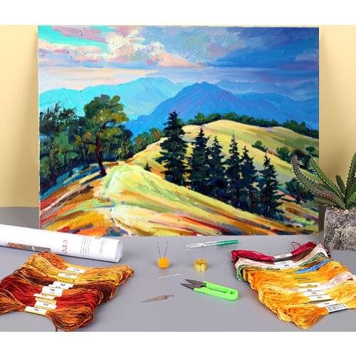 Landscape Before The Storm Printed Canvas 11CT Cross-Stitch DIY Embroidery Full Kit DMC Threads Craft Handiwork Decor