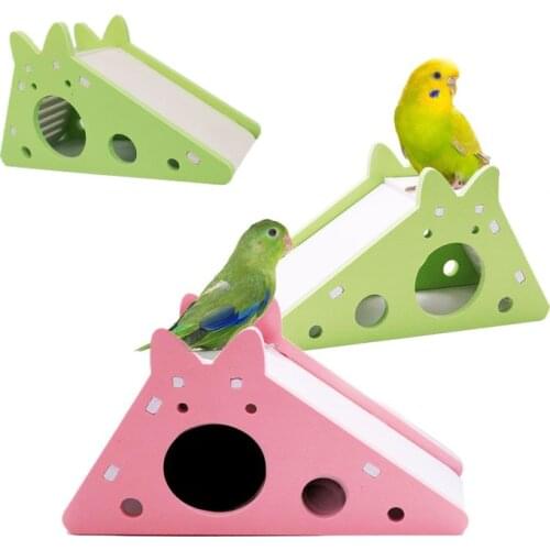 Bird Slide Toy Hamster Hideout House Parrot Cage Accessories Guinea Pig Wooden Cave Slide with Stairs Toy Small Pet Supplies
