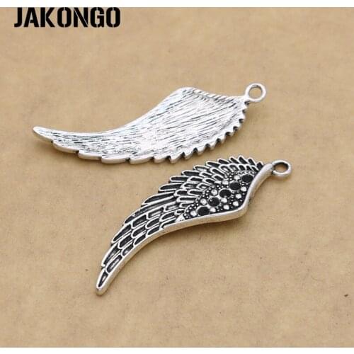 JAKONGO Antique Silver Plated Angel Wings Charm Pendants for Jewelry Making Bracelet Accessories Jewelry Findings DIY 8pcs/lot