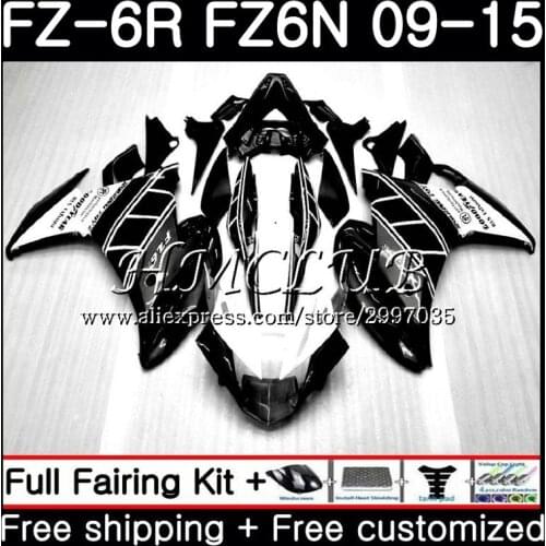 Body For YAMAHA FZ6N FZ-6R Black white 2009 2010 2011 2012 2013 2014 2015 22HC.11 FZ 6R FZ6 R FZ6R 09 10 11 12 13 14 15 Fairing